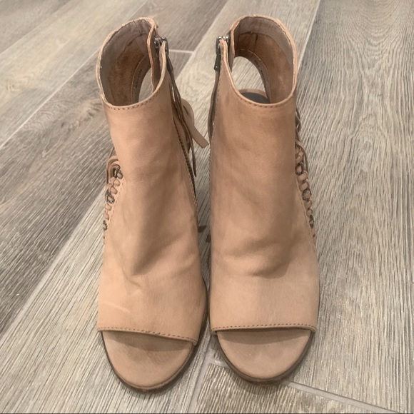 Dolce Vita Noralee Peep Toe Suede Fringe Boots - Picture 7 of 7